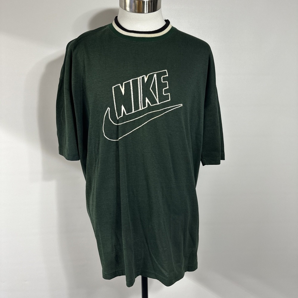 RARE VTG 80's Nike stitched logo gray tag T Shirt - XL swoosh big logo Varsity